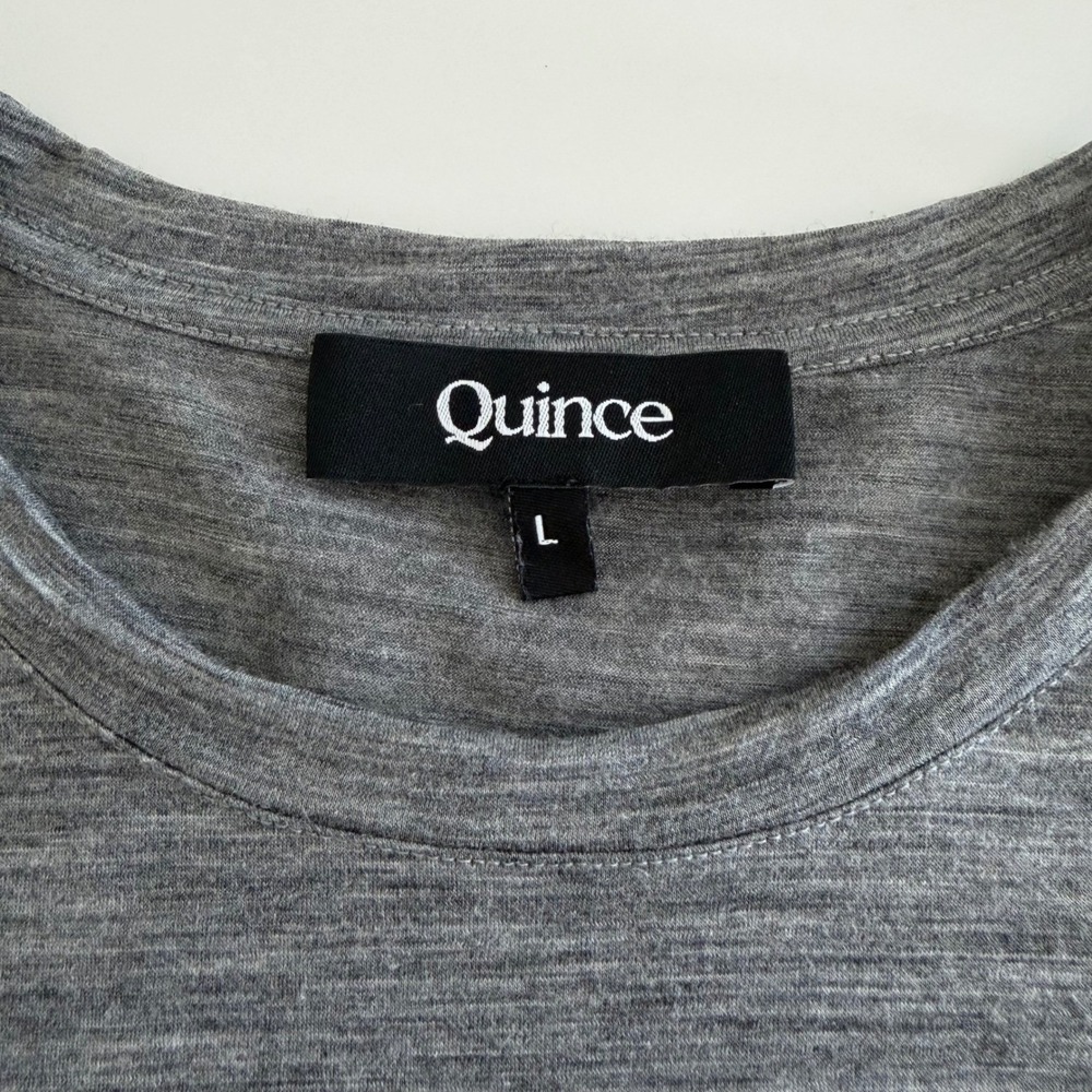Quince Merino Wool Long Sleeve Base Layer Tee Gray Women's Large basic staple - Picture 4 of 5